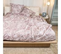 DRAP HOUSE Set Copripiumino 220x240 cm - 3 Pezzi con 2 Federe 63x63 cm - Misto Cotone e Microfibra Morbido e Traspirante - Cerniera Nascosta - Design Rosa “Rosa di Sera” per Letto Matrimoniale