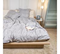 DRAP HOUSE Set Copripiumino 220x240 cm - 3 Pezzi con 2 Federe 63x63 cm - Misto Cotone e Microfibra Morbido e Traspirante - Chiusura a Cerniera - Design “Argento Notturno” per Letto Matrimoniale