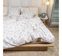 DRAP HOUSE Set Copripiumino 220x240 cm - 3 Pezzi con 2 Federe 63x63 cm - Misto Cotone e Microfibra Morbido e Traspirante - Cerniera Nascosta - Design “Fiori di Neve” per Letto Matrimoniale