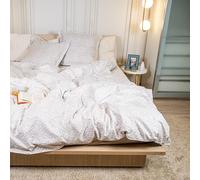 DRAP HOUSE Set Copripiumino 220x240 cm - 3 Pezzi con 2 Federe 63x63 cm - Misto Cotone e Microfibra Morbido e Traspirante - Chiusura a Cerniera - Design “Sogno Avorio” per Letto Matrimoniale