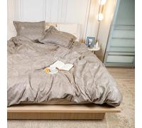 DRAP HOUSE Set Copripiumino 220x240 cm - 3 Pezzi con 2 Federe 63x63 cm - Misto Cotone e Microfibra, Morbido e Traspirante, Chiusura a Cerniera - Design Chevron “Trama di Sabbia” per Letto Matrimoniale