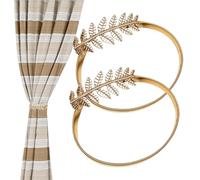Drape Holdbacks | Tie Back Drape Leaves Spring Buckles | 2 Pieces Room Decoration Twist Rope No-Drill Engraving for Gazebo Bathroom Living Area Classroom Beach House, Sophisticated Home Accessory