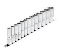 Draper 1.3cmD Profondo Imperial Presa Set su Un Metallo Binario 13 Pezzi 3/8