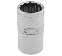 Draper 1.6cm 12 Punto Presa 1cmD Standard Lunghezza Zigrinato Anello Cromo 49459