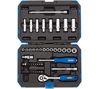 Draper 16355 Set di prese metriche con attacco quadrato da 1/4", colore: blu/nero