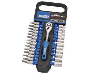 Draper 16370 - Set di chiavi a bussola metriche con attacco quadro da 1/4", 27 pezzi