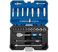 Draper 16443 - Set di chiavi a bussola metriche con attacco quadro da 1/4", 25 pezzi