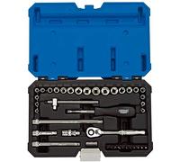 Draper 16464 - Set di 40 chiavi a bussola combinate da 1/4", colore: blu
