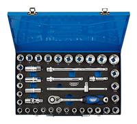 Draper 16474 1/2-inch quadrangolare combinata mm/AF micro cromo satinato 40 pezzi Set di chiavi a bussola