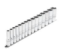 Draper 1cmD 15 Pezzi Metrico Presa Profonda Set su Un Metallo Binario 10 - 19mm