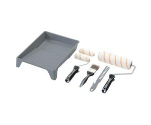 Draper 20787 - Set di 8 rulli e pennelli in poliestere a pelo medio con impugnatura morbida, include maniche da 10,2 cm e 22,9 cm, cornici, vassoio da 22,9 cm, pennello da 50 mm e agitatore per