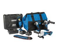 Draper 20V Officina Kit 2 X Batterie Trapano Combi Avvitatore Grinder & Lampada