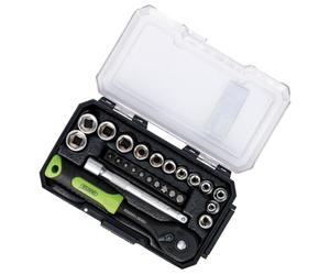 Draper 24233 HI-TORQ - Set di chiavi a bussola metriche e punte, 1/4", 25 pezzi