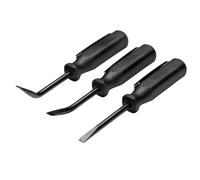Draper 29729 Set di 3 mini leve tascabili, 125 mm, nere, dritte, 27° e 55°, lame CRV, manico in plastica con clip da tasca