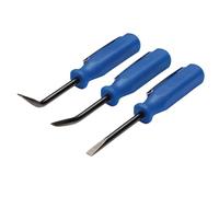 Draper 30598 Set di 3 mini leve tascabili, 125 mm, blu, dritte, 27° e 55°, lame CRV, manico in plastica con clip da tasca