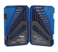 Draper KW30/B - Set di 30 chiavi a brugola lunghe a sezione esagonale miste, sistema metrico e imperiale