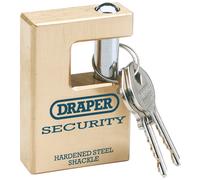 Draper 63mm Chiudere Lucchetto Ottone Massiccio Acciaio Temprato 2 Chiavi 64201