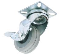 Draper 65479 100mm Diametro Girevole Piastra Fissaggio Gomma Rotella W Freno -