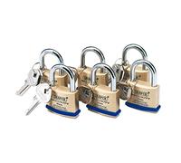Draper 67659 - Set di lucchetti in ottone, con anello in acciaio, 6 pezzi