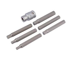 Draper 83564 - Set di 7 punte esagonali metriche con attacco quadro da 1/2"