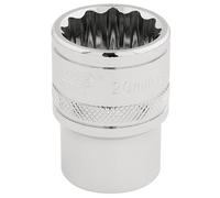 Draper Alta Torsione 1.3cmD 20mm 12 Punto Cromato Presa Standard Lunghezza 33289