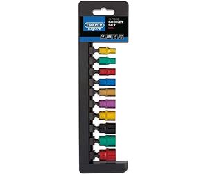 Draper B10 M/6PT/C/E 1/10,2 cm Square Drive Metric socket, colore blu, confezione da 10