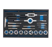 Draper Combinazione Set Maschi e Filiere Metrico Bsp Eva Spugna Vassoio 22 Pezzi