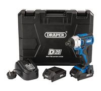 Draper D20 20V senza Spazzola a Impatto Driver 0.6cm Esagonale 180Nm 2 X 2.0Ah