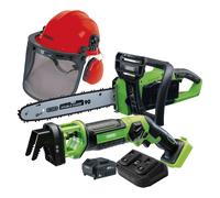 Draper D20 Cordless Giardino Motosega & Potatura Sega Kit Con Forestale Casco