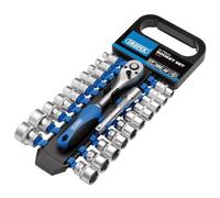 Draper DD22AM/PR quadrangolare, presa per mm/AF e cricchetto, blu, 3/20,3 cm, set di 22 pezzi