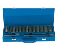 Draper Expert Hi-Torq 54650 - Set bussole lunghe con presa di moto quadra 1/2", 15 pezzi