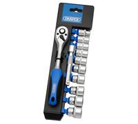 Draper Metrico Presa & Cricchetto Set 1cmD 12pc 10 A 19mm & 125mm Estensione
