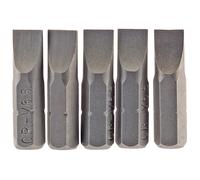 Draper Plain Slot Screwdriver Bit 6.5Mm 1/4" Hex 25Mm Long (Pack Di 5) 64012