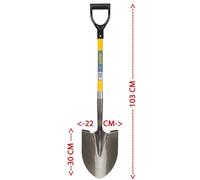 Draper Round Point Shovel with Fibreglass Shaft 1030 mm vanga da fiume per oro