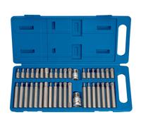 Draper TX-STAR 33323 - Set di 40 punte per cacciavite di precisione, chiave esagonale e scanalatura, utensili manuali a punta quadrata da 3/8 1/2", kit fai da te e professionale, custodia in plastica