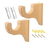 Drapery Rod Brackets - Wooden Mounting Hardware for Window Curtains | 2-Piece Set with Strong Load-Bearing Support, Easy-to-Install Design, Ideal for Wall Ceiling Bathroom, 14.3x12.1x2.5cm
