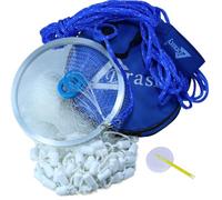 Drasry Rete da pesca in ghisa con anello in alluminio 3/8 o 1/2 maglia per acqua salata d'acqua dolce esca gamberetti taglia rete da 1,5 m/1,5 m/1,8 m/2 m raggio (piombini grigi 3/8 maglia, 1,5 m