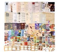 Draupnir 200 Pezzi Adesivi Decorativi Scrapbooking, 120 Vintage Oil Painting Craft Paper e 80 Washi Stickers per fai-da-te Bullet Journal Accessori Diario Album Calendario - Art