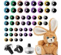 Draupnir 48 Pezzi 20mm/16mm/12mm Occhi Amigurumi, Occhi Sicurezza Plastica Grandi, Occhi Pupazzi, Occhi per Amigurumi Uncinetto Glitter per Animali di Peluche e Fai da Te Decorazioni