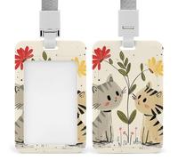 Draw Two Cats - Porta badge in plastica rigida, per carte d'identità, carte di credito e chiavi di prossimità
