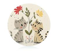 Draw Two Cats - Tagliere da cucina per formaggio, rotondo, in vetro temperato, per picnic, pizza, carne, frutta (20 cm)