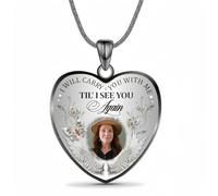 Drawelry Collana con Ciondolo A Forma di Cuore Personalizzato, Collane con immagine commemorativa personalizzata, ciondolo con foto, Personalizzata con foto (argento)