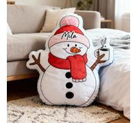 Drawelry Cuscino 3D Personalizzato con Nome, Dimensioni a Scelta, Regalo per Ogni Occasione, Decorazione per la casa (Cuscino pupazzo di neve personalizzato)