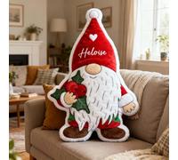 Drawelry Cuscino 3D Personalizzato con Nome, Dimensioni a Scelta, Regalo per Ogni Occasione, Decorazione per la casa (Cuscino personalizzato di gnomo natalizio)