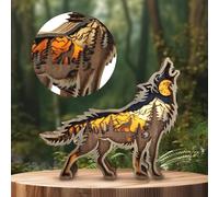 Drawelry Sculture in legno 3D per sculture ornamentali, multistrato in legno, sintesi foresta, animale, incisione, statue artigianali, per casa, ufficio, desktop, Natale, Capodanno, festival