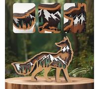 Drawelry Sculture in legno 3D, sculture ornamentali, multistrato in legno, sintesi foresta, animale, incisione, scaffale, statue, artigianato, per casa, ufficio, desktop, Natale, Capodanno, festival