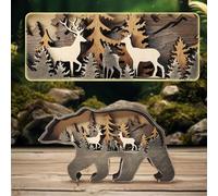 Drawelry Sculture in legno 3D, sculture ornamentali, multistrato in legno, sintesi foresta, animale, incisione, mensola, artigianato, per casa, ufficio, desktop, Natale, Capodanno, festival