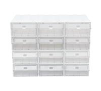 Drawer Cabinet, 12 pezzi, cassettiera impilabile, cassetto impilabile in plastica con 24 divisori e 12 carte di credito, colore bianco
