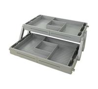 Drawer Organizer - Expandable Storage Divider, 2 Tier Adjustable Makeup Tray with Foldable Design, Desk Vanity Jewelry Cosmetic Holder with Compartments, Nightstand Storage Box, Home Office Use