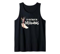 Drawing Artist I'd Rather Be Drawing Art Paint Brush Citazione Canotta